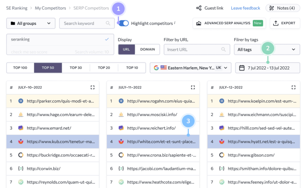 SERP performance overview
