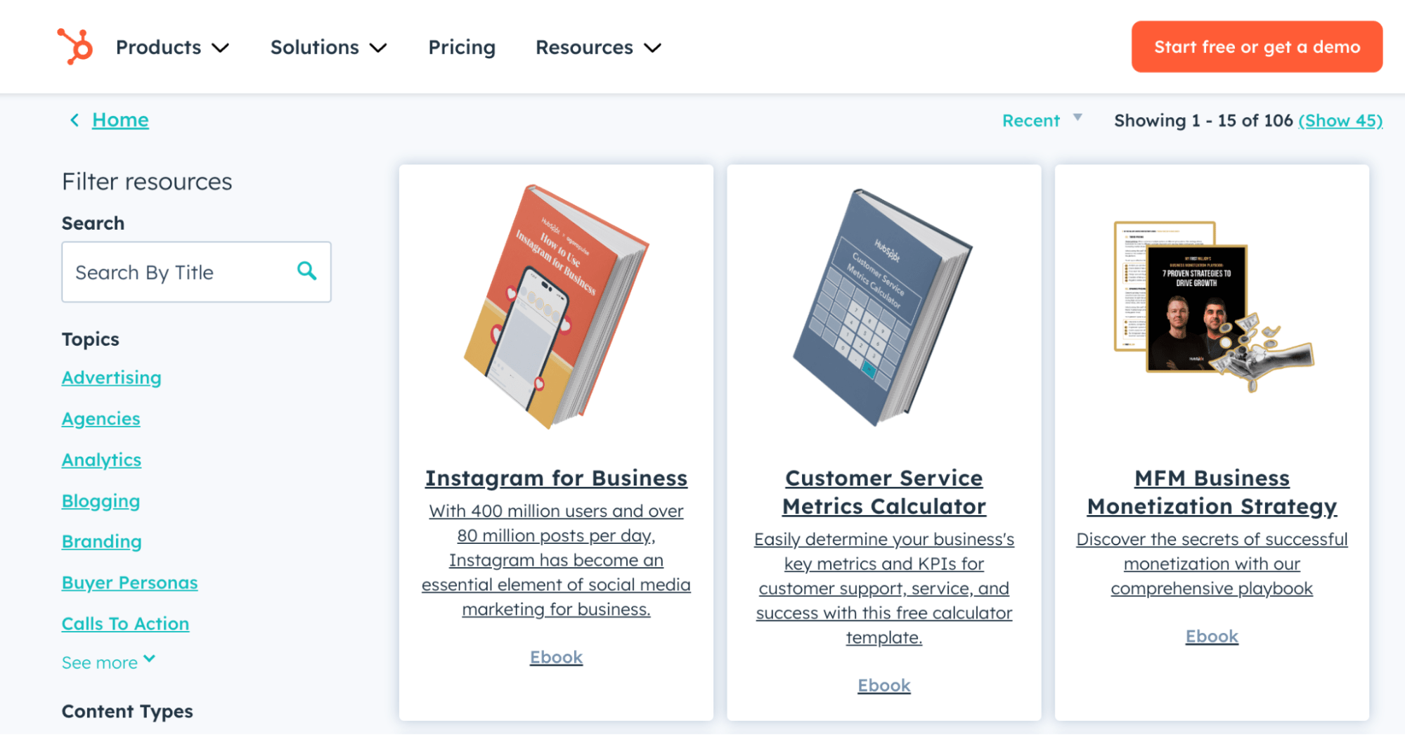 Resource page backlink example highlighting a curated list of resources from HubSpot linking to valuable content