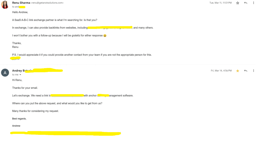 email template for link exchange