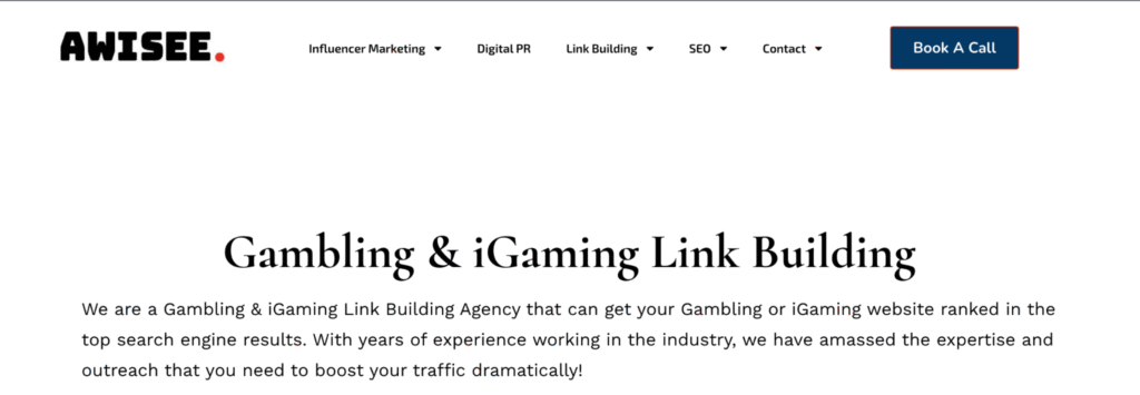 Awisee banner for gambling and iGaming link building.