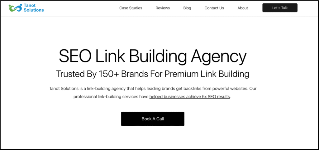 tanot solutions link building agency profile or dashboard showing backlink data and seo metrics