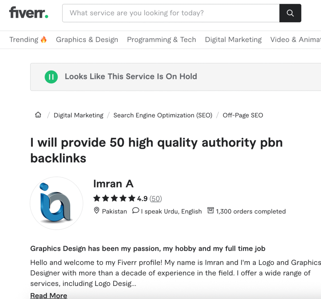 PBN link seller example