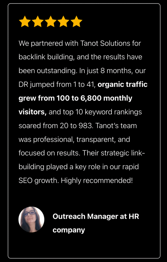 review by outreach manager at an hr company for link building services by tanot solutions