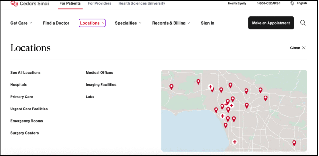 cedars-sinai locations map
