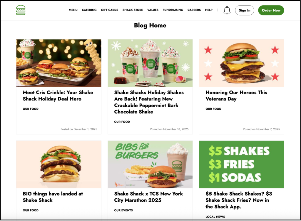 shake shack blog homepage