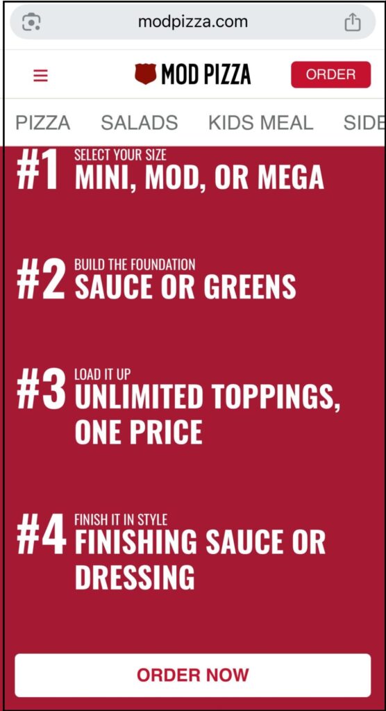 mod pizza build steps