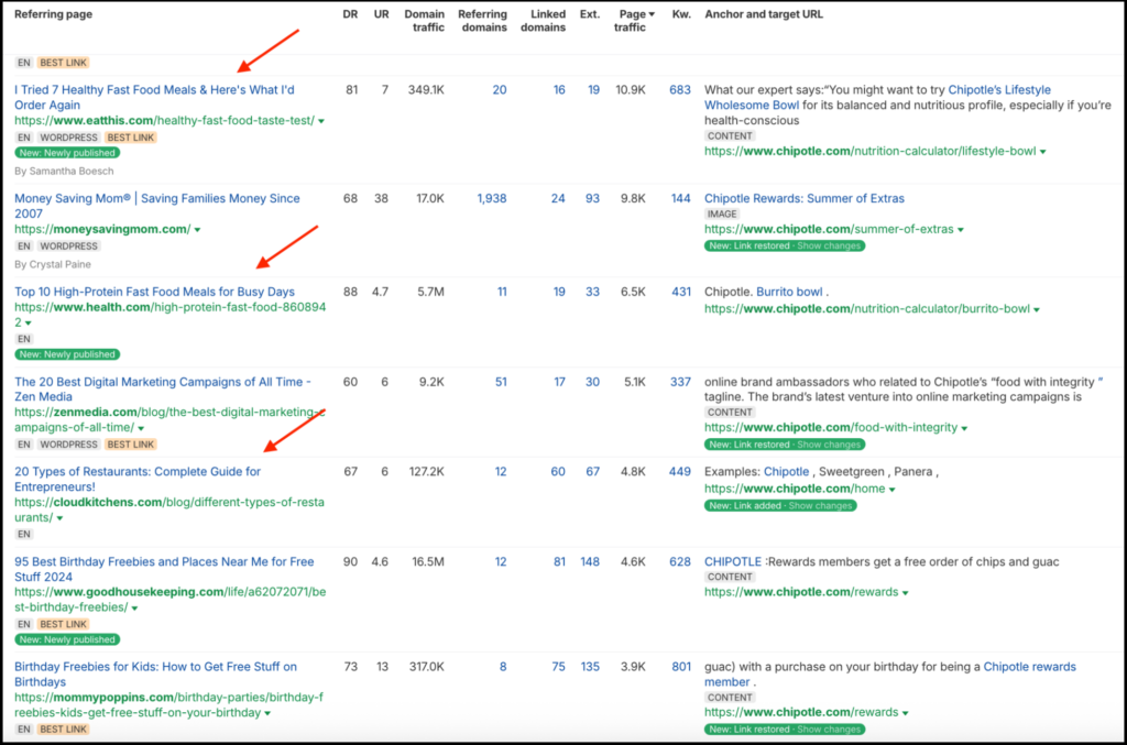 seo backlink data screenshot
