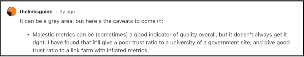 majestic metrics caveats