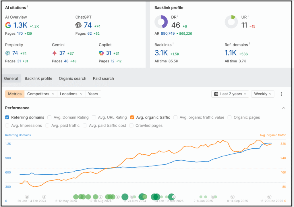 seo performance dashboard