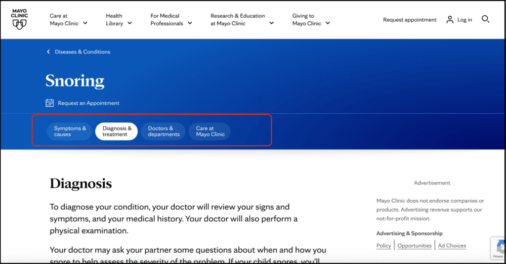 snoring diagnosis page