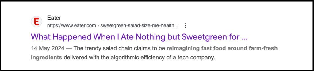 sweetgreen article search result