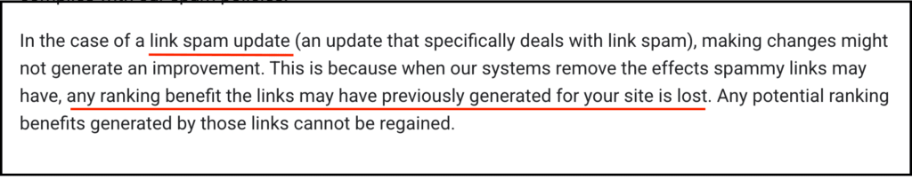 link spam update notice