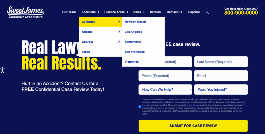 personal injury lawyer homepage