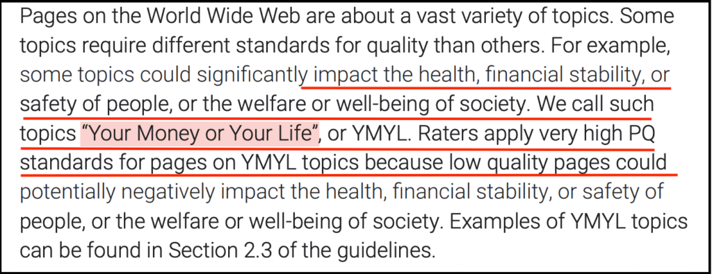 ymyl content guidelines