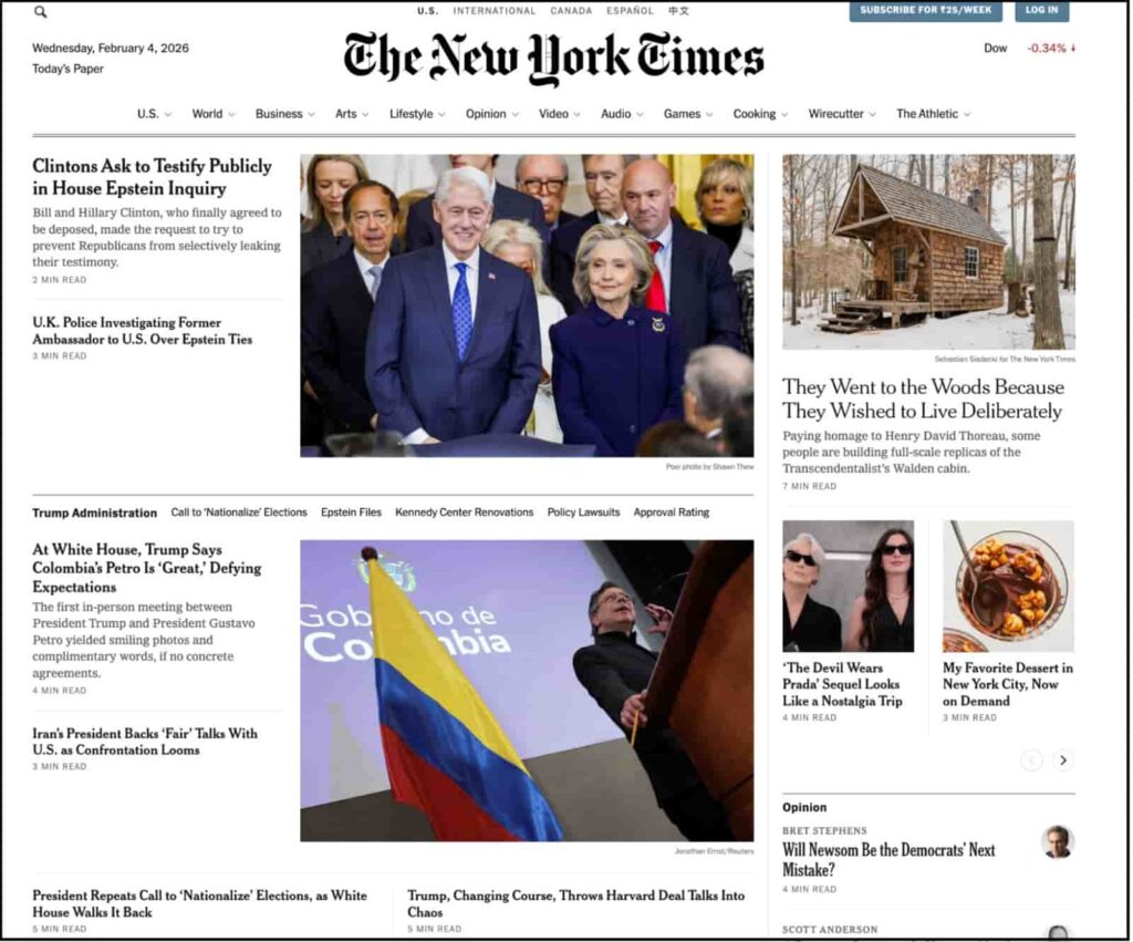new york times homepage