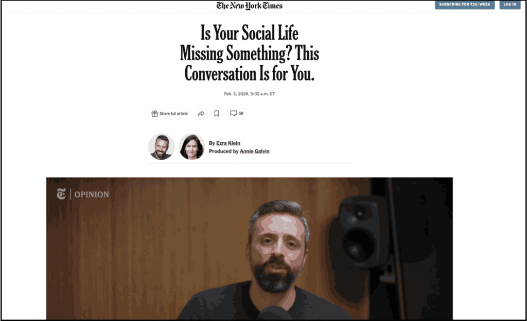 nyt social life article