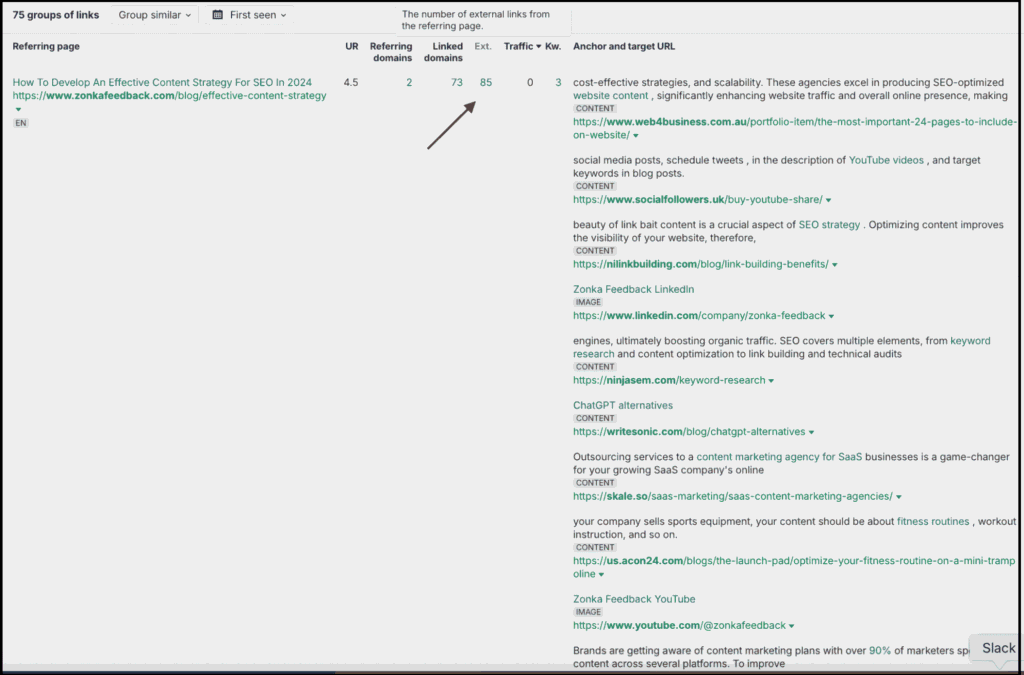 seo backlink referring page