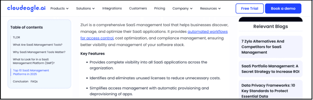 cloudeagle saas tools listicle example
