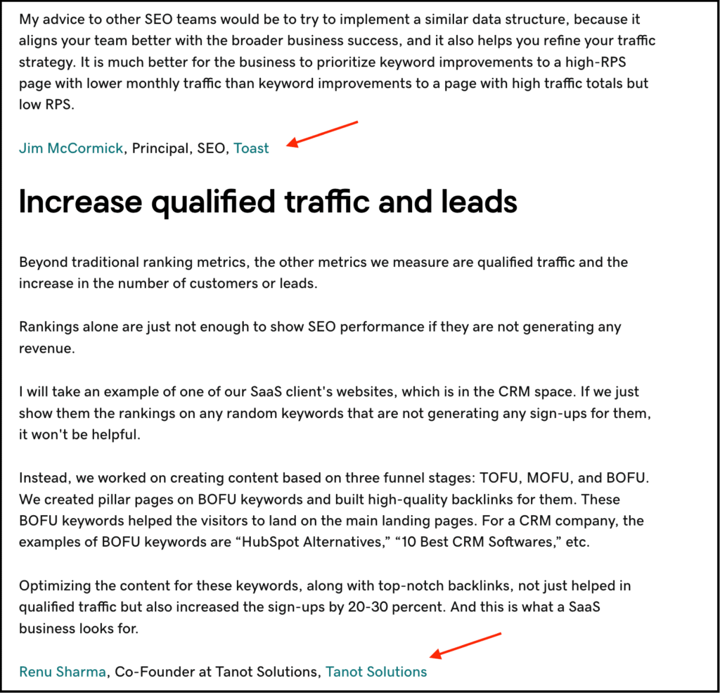 seo advice article section