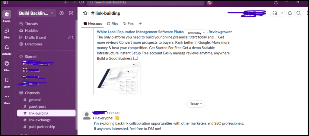 slack link building message