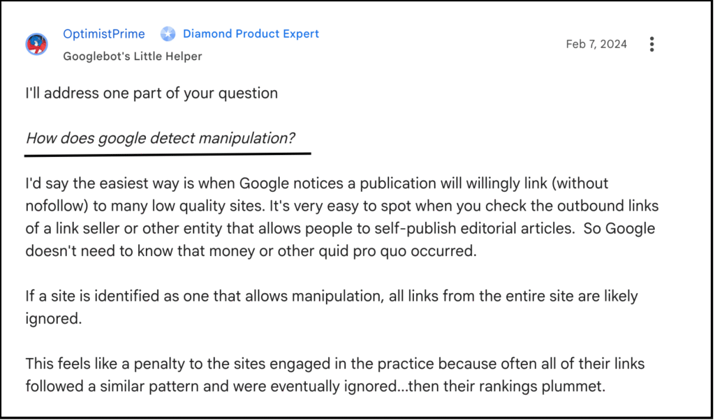 google link manipulation warning