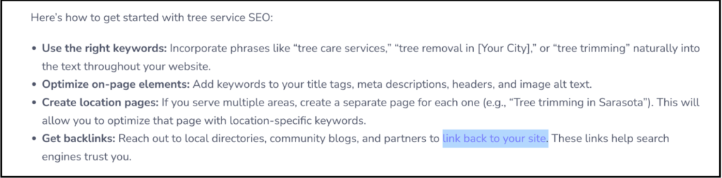 tree service seo tips