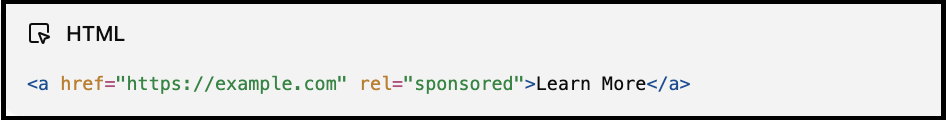 html sponsored link tag
