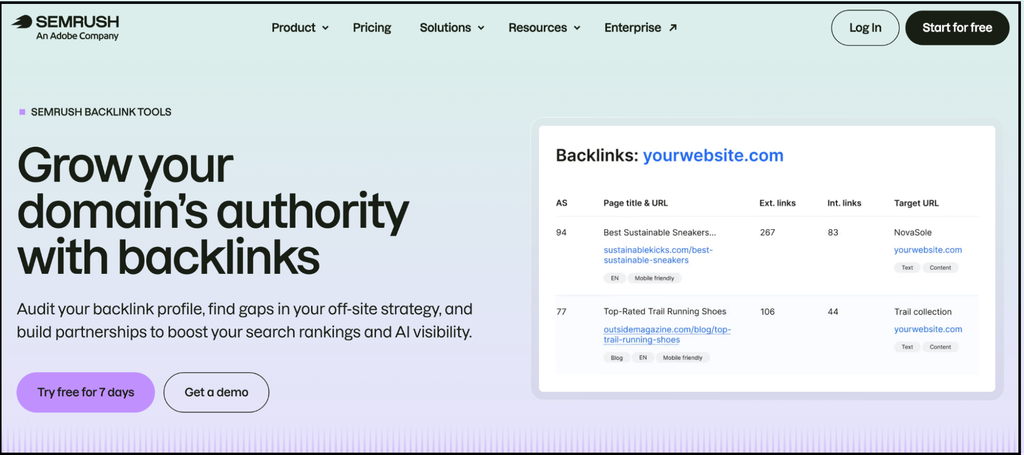 semrush backlink analysis tools
