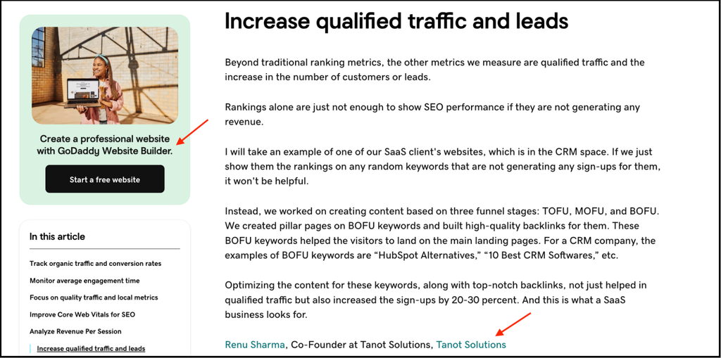 godaddy article on qualified traffic